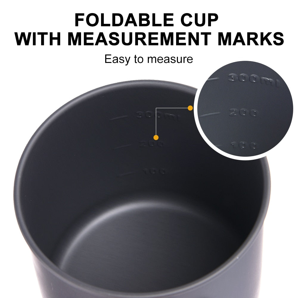 A lightweight and durable aluminum camping mug, perfect for outdoor coffee and beverages, showcasing its sleek design and 0.4L capacity.