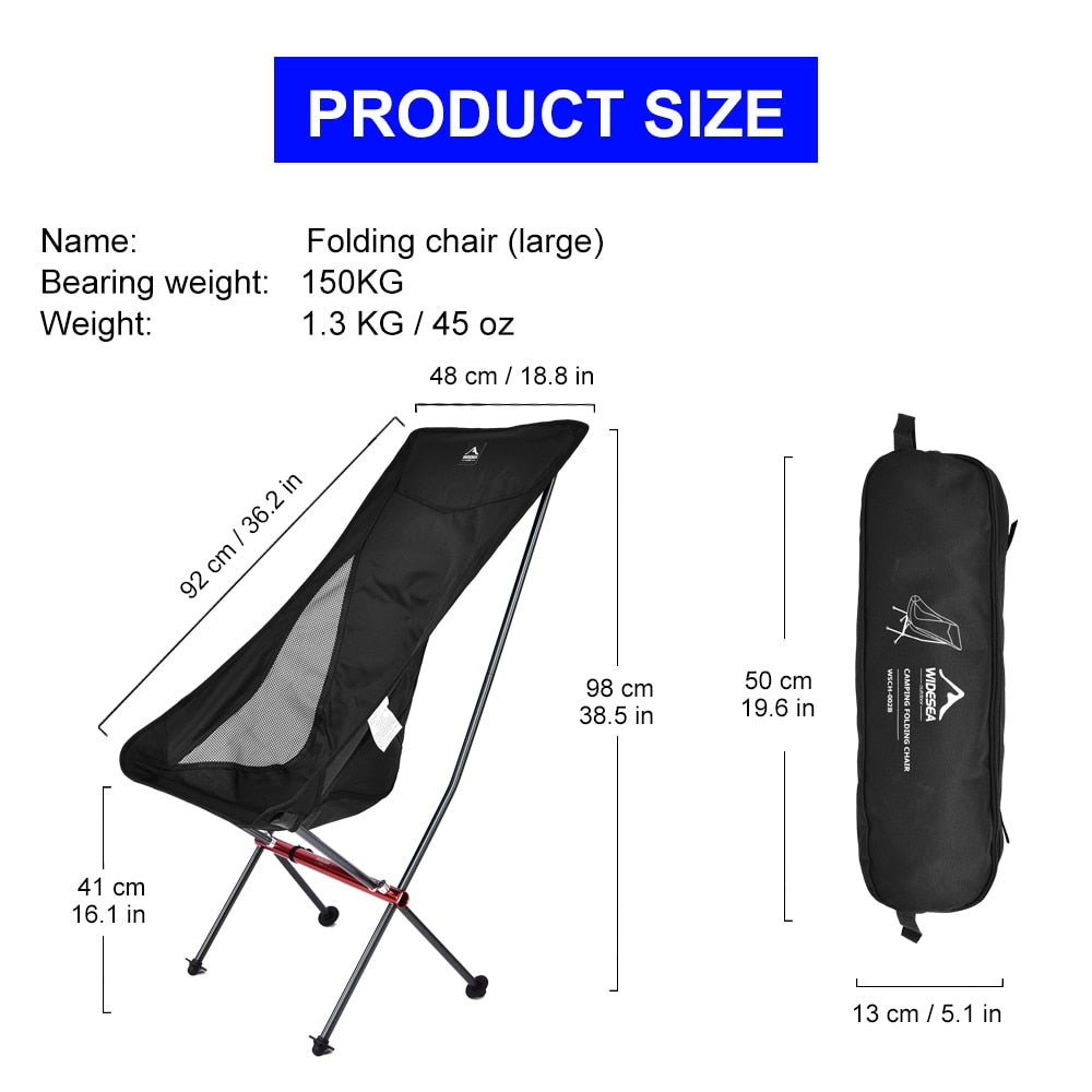 A lightweight and portable Camping Fishing Folding Chair set up on a sandy beach, showcasing its durable fabric and sturdy frame.