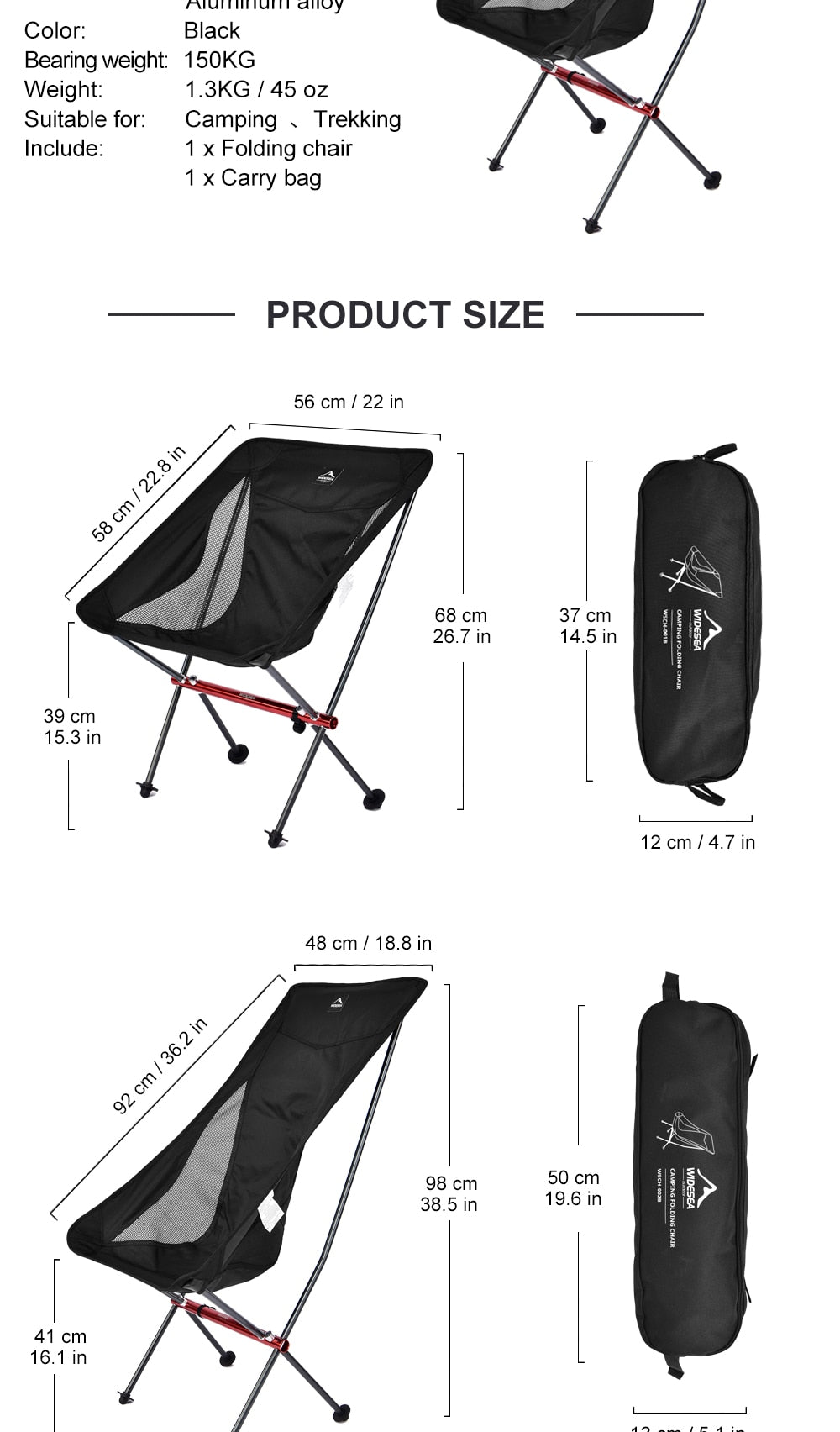 A lightweight and portable Camping Fishing Folding Chair set up on a sandy beach, showcasing its durable fabric and sturdy frame.