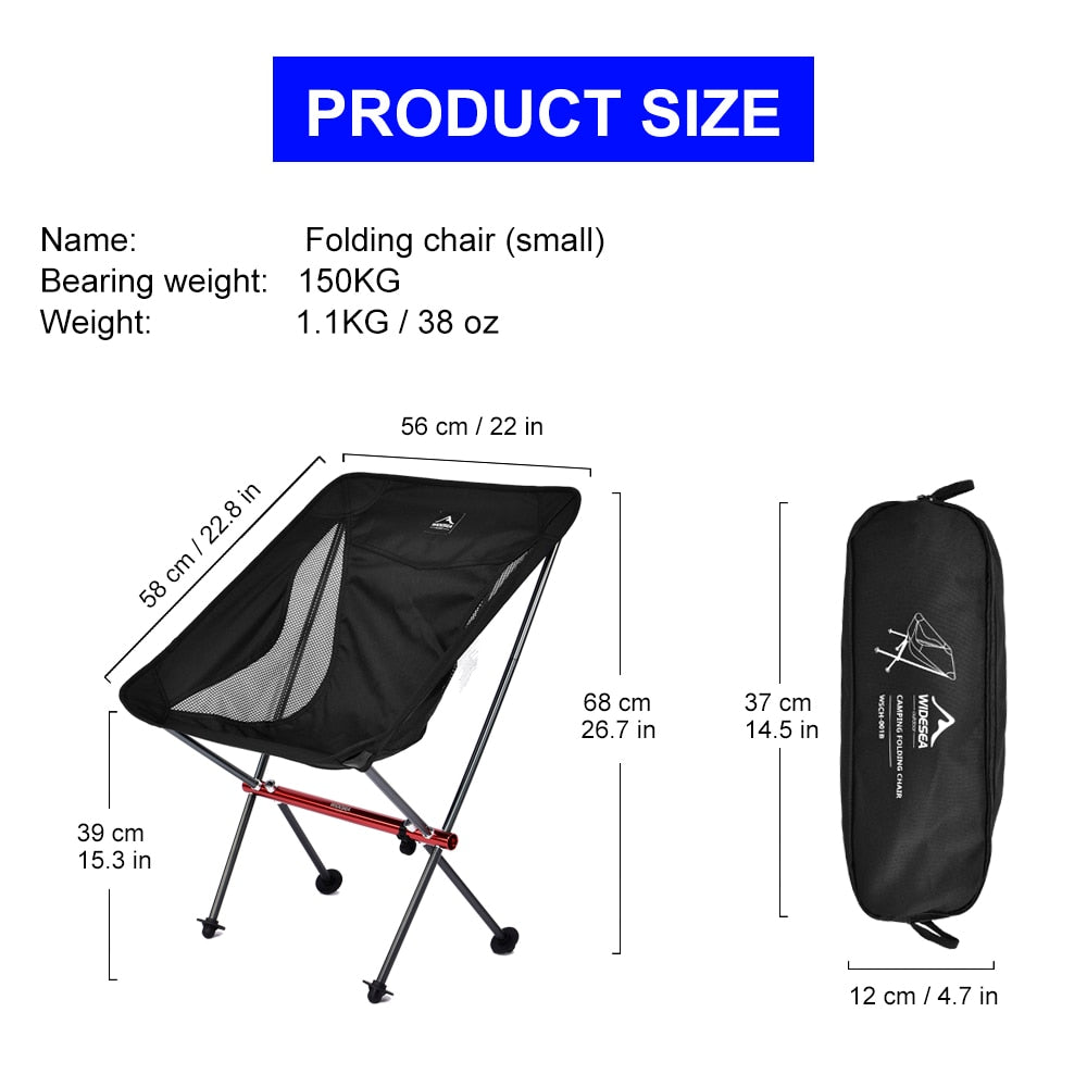 A lightweight and portable Camping Fishing Folding Chair set up on a sandy beach, showcasing its durable fabric and sturdy frame.