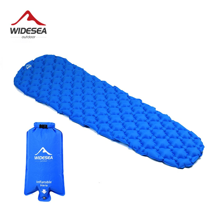 Camping Inflatable Mattress set up in a tent, showcasing its comfort and portability for outdoor adventures.