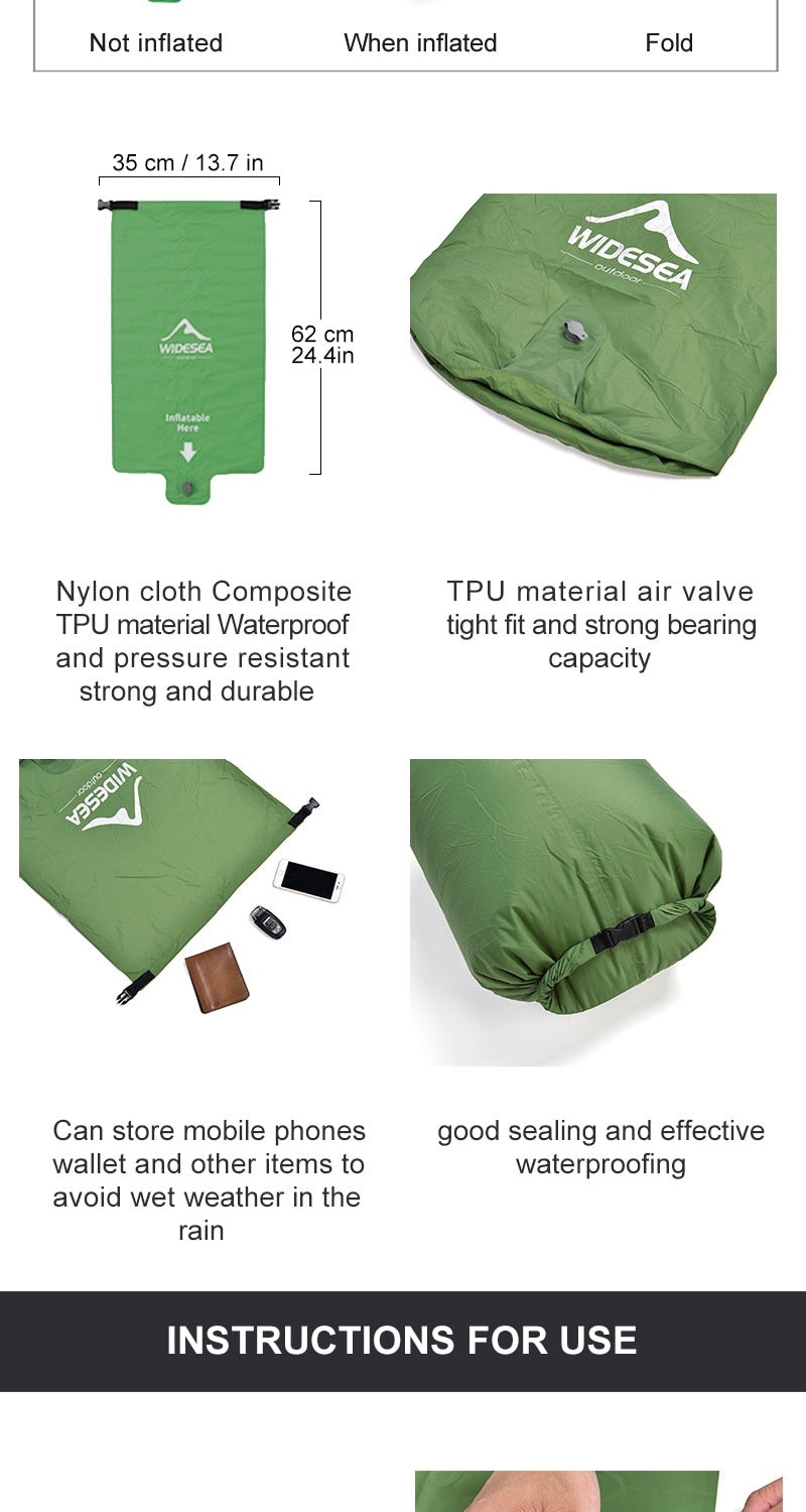 Camping Single Inflatable Mattress in outdoor setting, showcasing its ultralight and portable design.