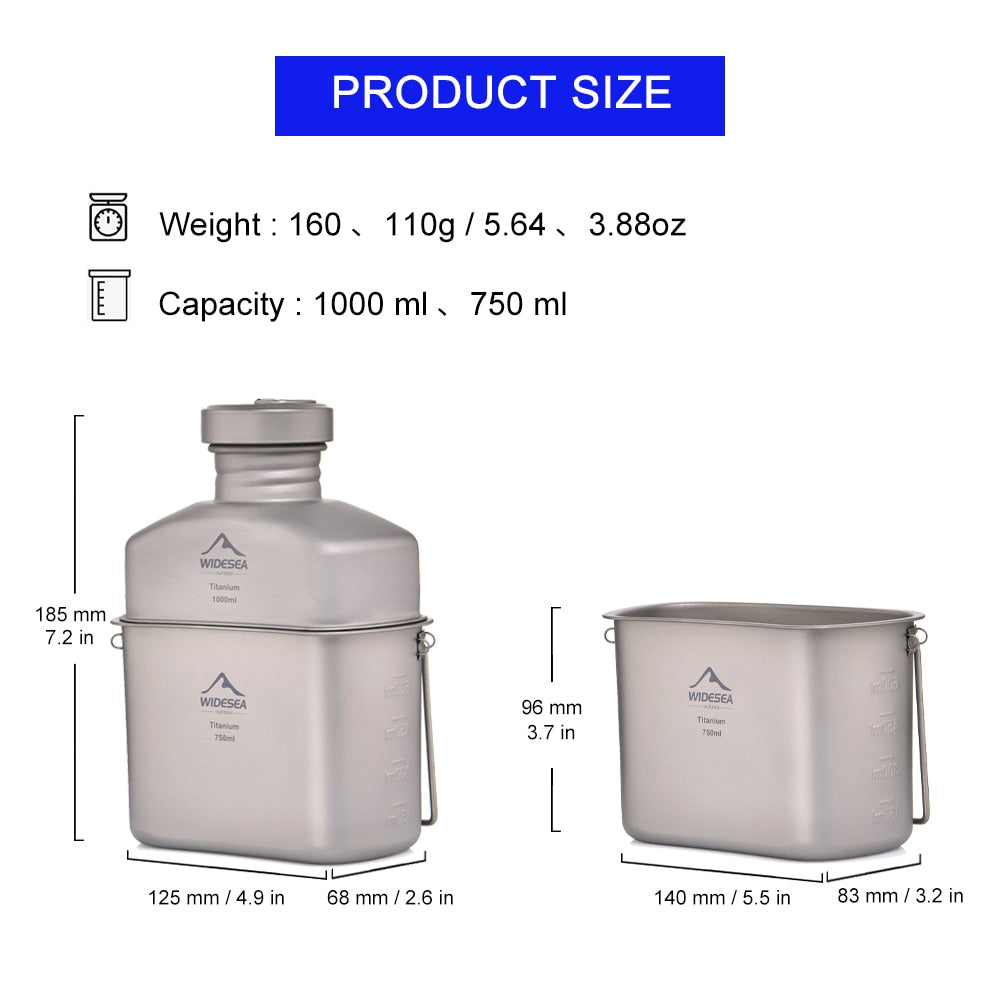 Camping Titanium Dinner Lunch Box Set with a round design, perfect for outdoor meals, showcasing its lightweight and durable titanium material.