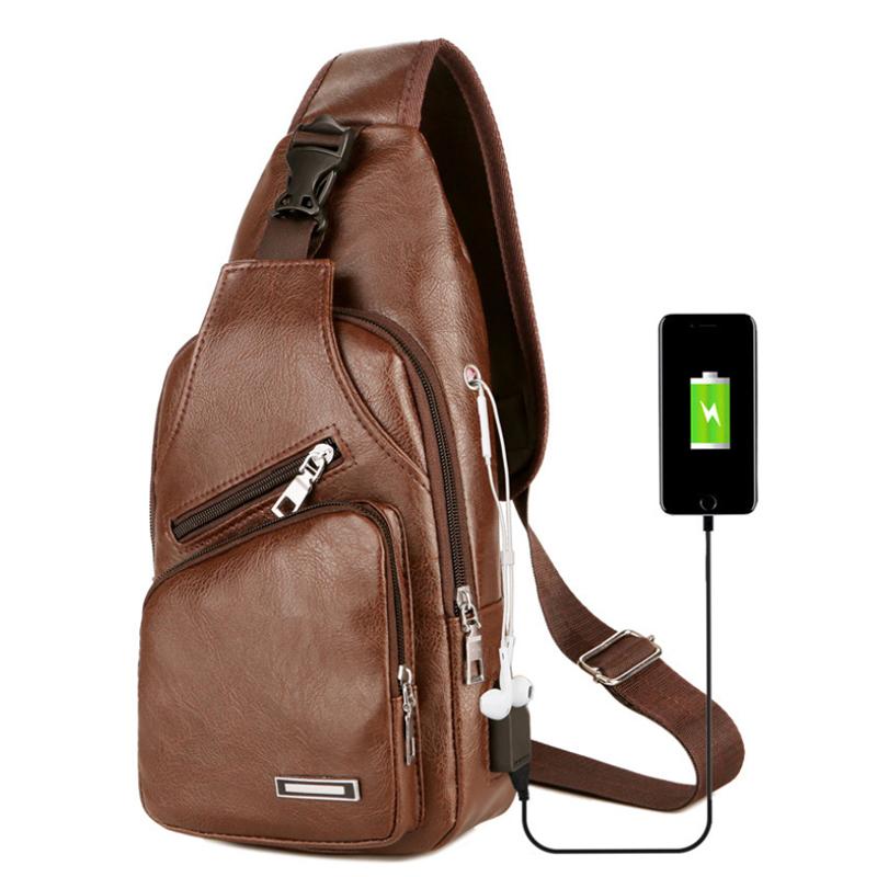 Campus Buddy Sling Bag in various colors with USB port, headphone access, and multiple compartments for organization.