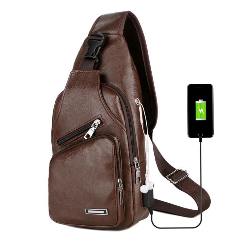 Campus Buddy Sling Bag in various colors with USB port, headphone access, and multiple compartments for organization.