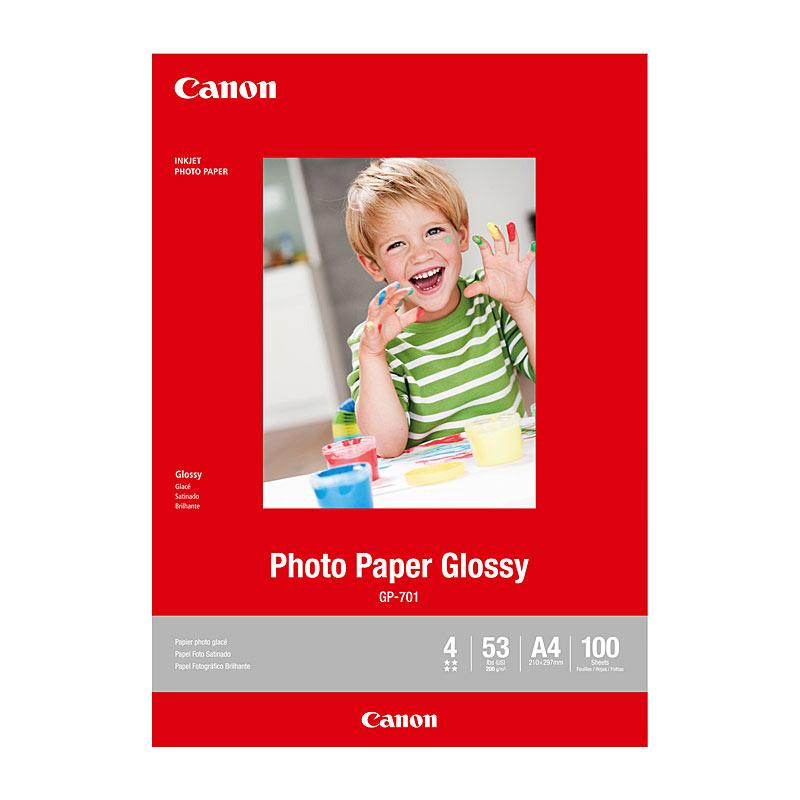 CANON A4 Glossy Photo Paper pack showcasing vibrant glossy sheets for high-quality photo printing.