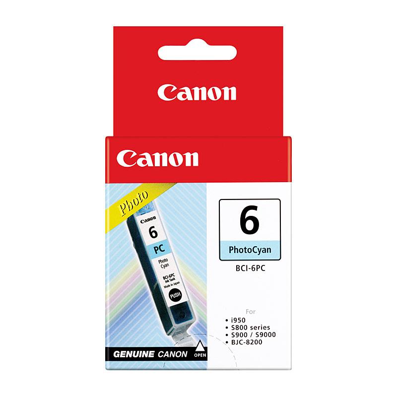 CANON BCI6PC Photo Cyan Ink cartridge, vibrant color for high-quality prints.