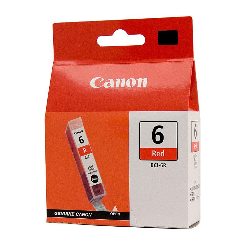 Canon BCI6R Red Ink Tank cartridge with vibrant red ink, designed for compatible Canon printers.