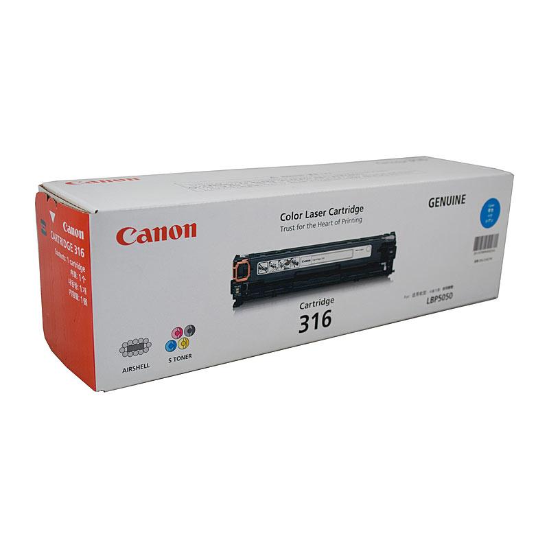 CANON Cartridge316 Cyan Toner cartridge with packaging, designed for Canon printers.