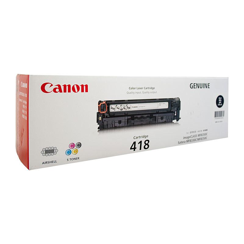 CANON Cartridge418 Black Toner cartridge with packaging, designed for high-quality printing.