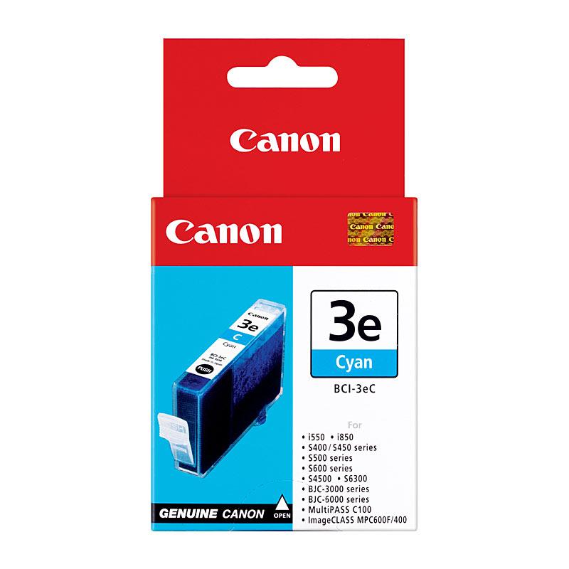 CANON CI3E Cyan Ink Tank, a genuine Canon product designed for vibrant printing, showcasing its sleek design and packaging.