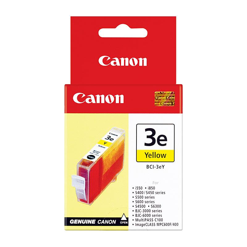 CANON CI3E Yellow Ink Tank cartridge, showcasing its vibrant yellow color and Canon branding.