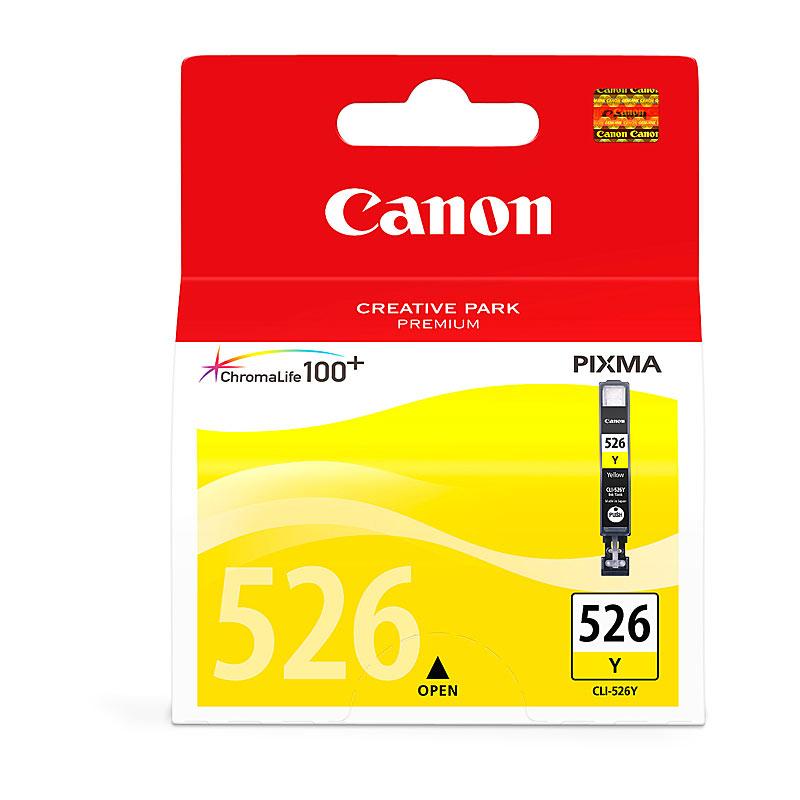 CANON CLI526 Yellow Ink Cartridge showcasing its vibrant yellow color and packaging, designed for Canon printers.