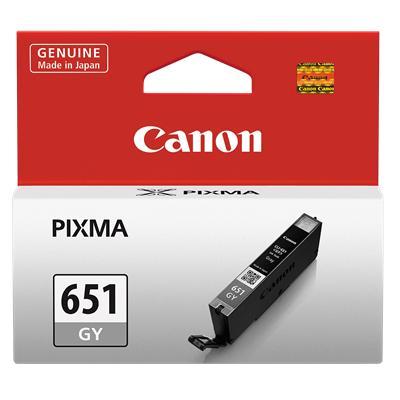 Canon CLI651GY Grey Cartridge for printers, featuring a sleek design and packaging, ideal for high-quality printing.