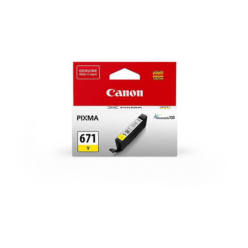 CANON CLI671 Yellow Ink Cartridge with vibrant yellow color, designed for high-quality printing.