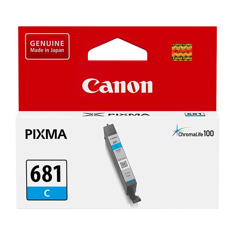 CANON CLI681 Cyan Ink Cartridge with vibrant blue color, designed for high-quality printing.