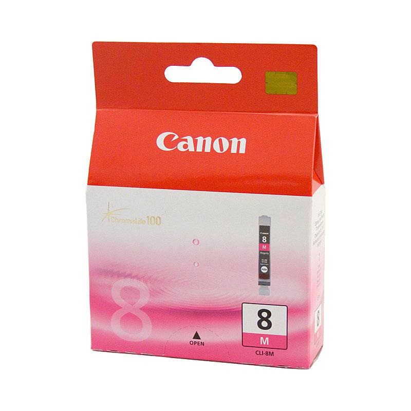 CANON CLI8M Magenta Ink Cartridge with vibrant magenta color, designed for high-quality printing.