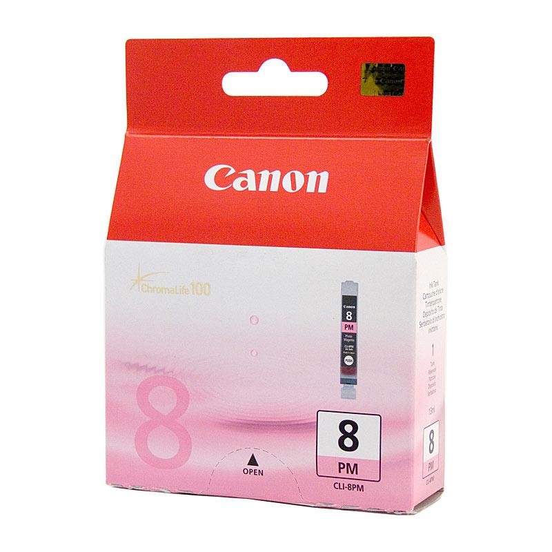 CANON CLI8PM Photo Magenta Ink cartridge with vibrant color and sleek design, ideal for high-quality photo printing.