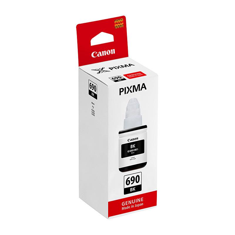 CANON GI690 Black Ink Bottle with a sleek design, ideal for high-quality printing.