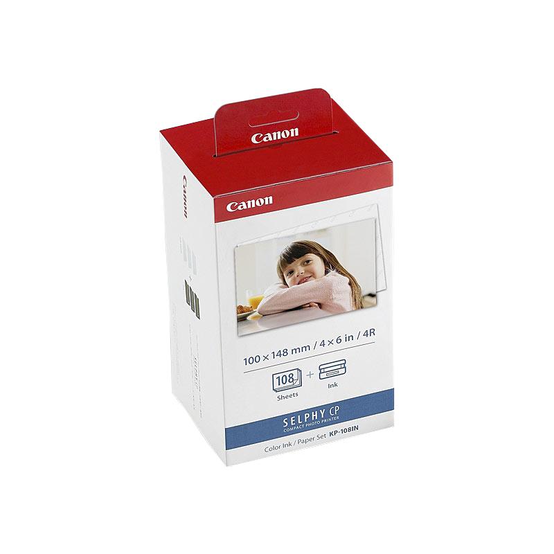 CANON KP108IN Ink & Paper Pack featuring vibrant colors and high-quality printing materials for Canon Selphy printers.