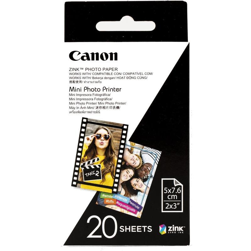 Canon Mini Photo Printer Paper pack containing 20 sheets, designed for vibrant photo printing.