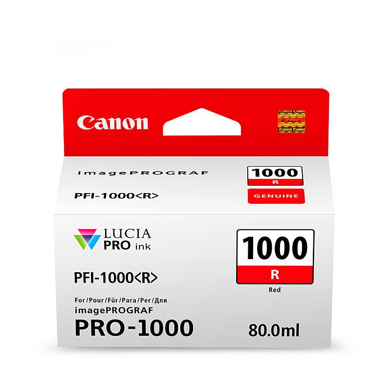 CANON PFI1000 Red Ink Cartridge with vibrant red color, designed for Canon PRO1000 printer, showcasing premium quality and high yield.