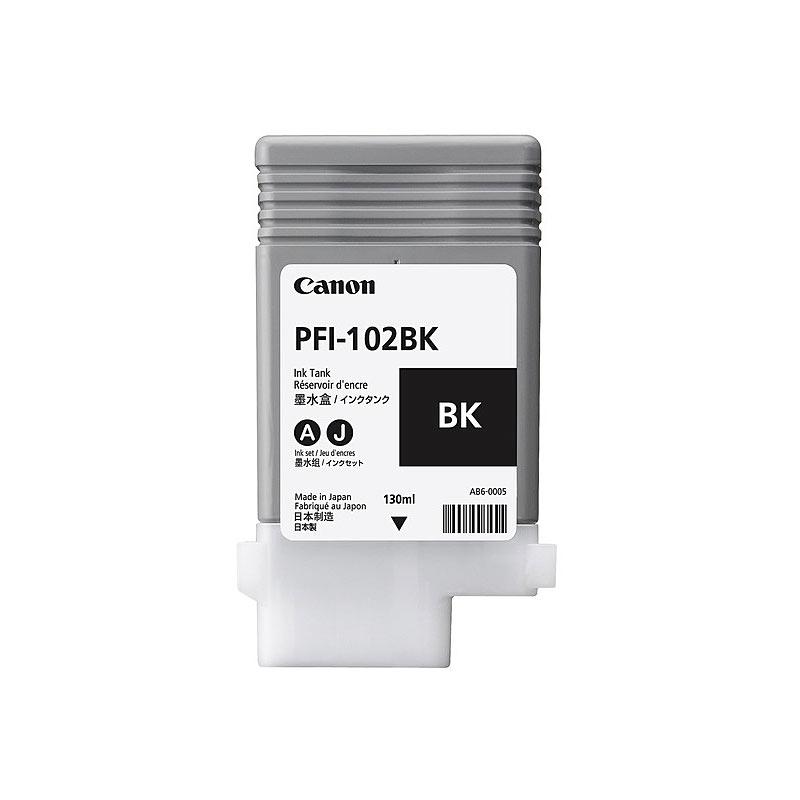 Canon PFI102 Black Ink cartridge, designed for high-quality printing in Canon imagePROGRAF printers.