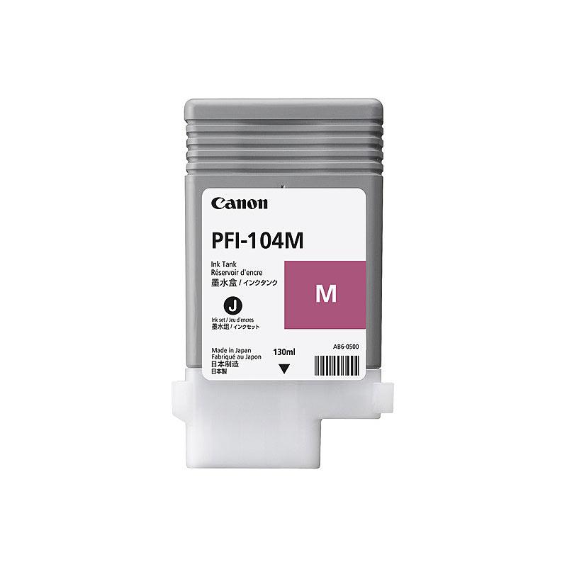 CANON PFI104 Magenta Ink cartridge showcasing its vibrant color and design, suitable for various Canon printers.