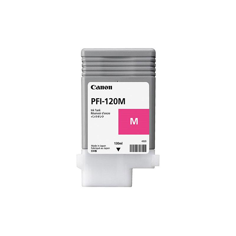 CANON PFI120 Magenta Ink cartridge showcasing vibrant magenta color, designed for Canon TM200 and TM300 printers.