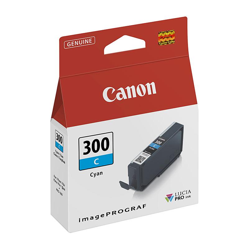 Canon PFI300 Cyan Ink Tank, a genuine ink cartridge designed for high-quality printing with Canon PRO 300 printer.