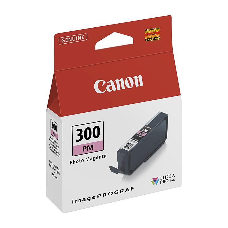 CANON PFI300 Ph Magenta Ink Tank, a vibrant ink cartridge designed for Canon Pro 300 printer, showcasing its sleek design and color.