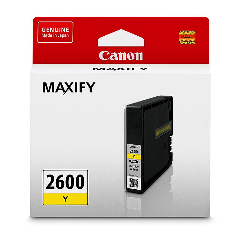 CANON PGI2600 Yellow Ink Tank cartridge, designed for vibrant printing with Canon Maxify printers.