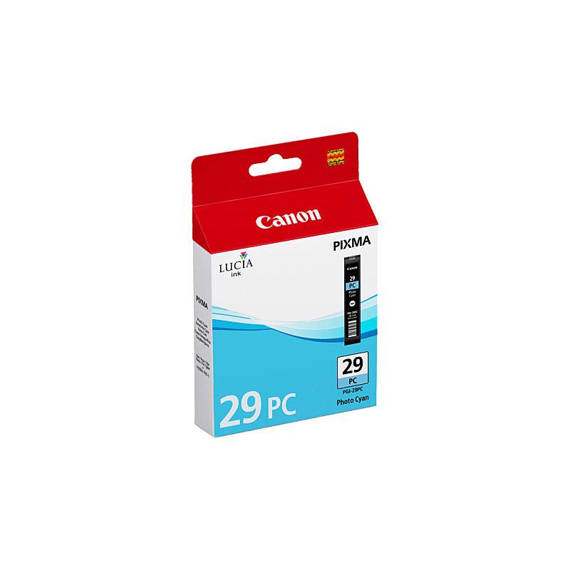 Canon PGI29 Photo Cyan Ink cartridge, vibrant color for professional photo printing.