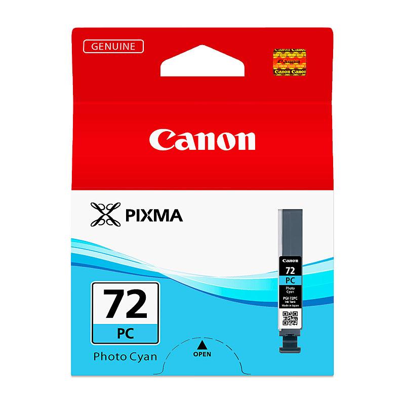 CANON PGI72 Photo Cyan Ink cartridge, designed for vibrant photo printing, compatible with Canon PIXMA PRO10 and PRO10S printers.