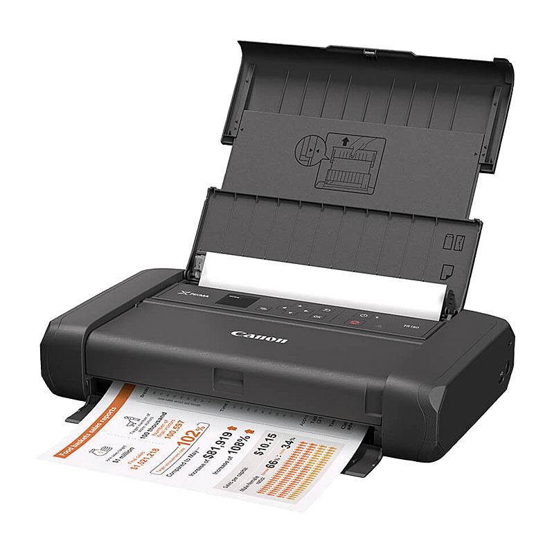 CANON TR150 Mobile Printer showcasing its compact design and wireless printing features.