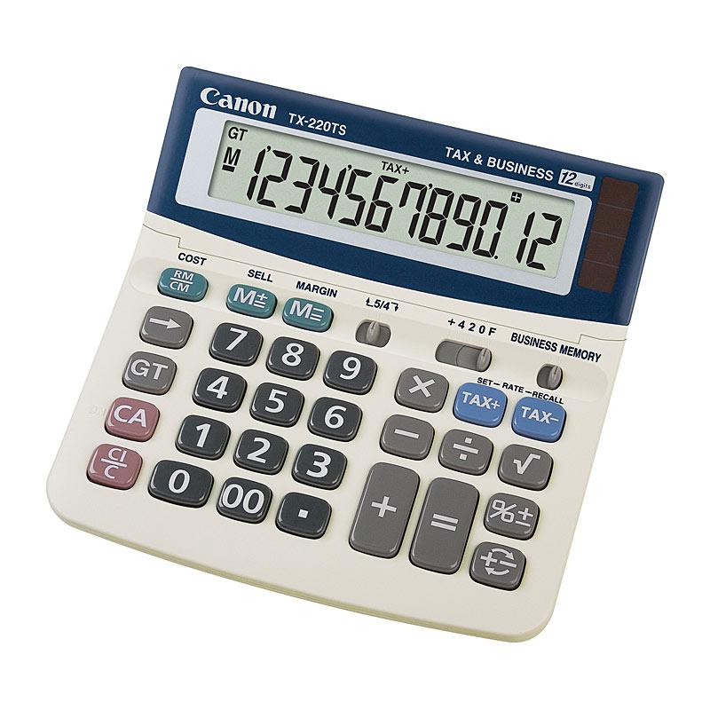 CANON TX220TS Calculator with large display and solar panel, ideal for students and professionals.