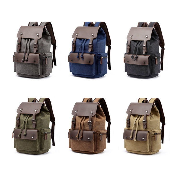 Navy Canvas Leisure Backpack with adjustable straps and multiple compartments, ideal for students and casual outings.