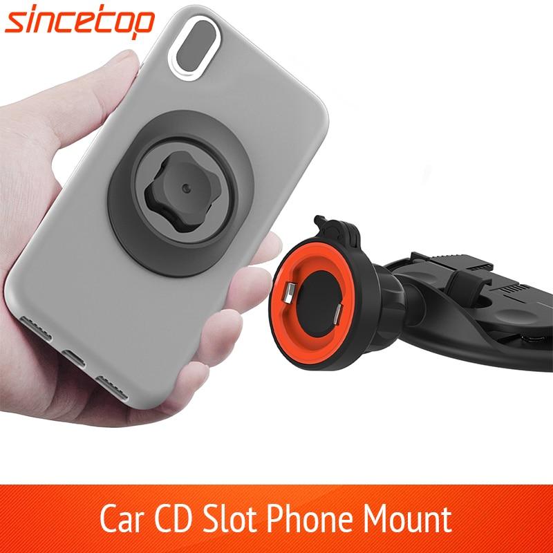 Car Phone Holder designed for CD slot, featuring 360-degree rotation for smartphones, ideal for navigation and hands-free use.