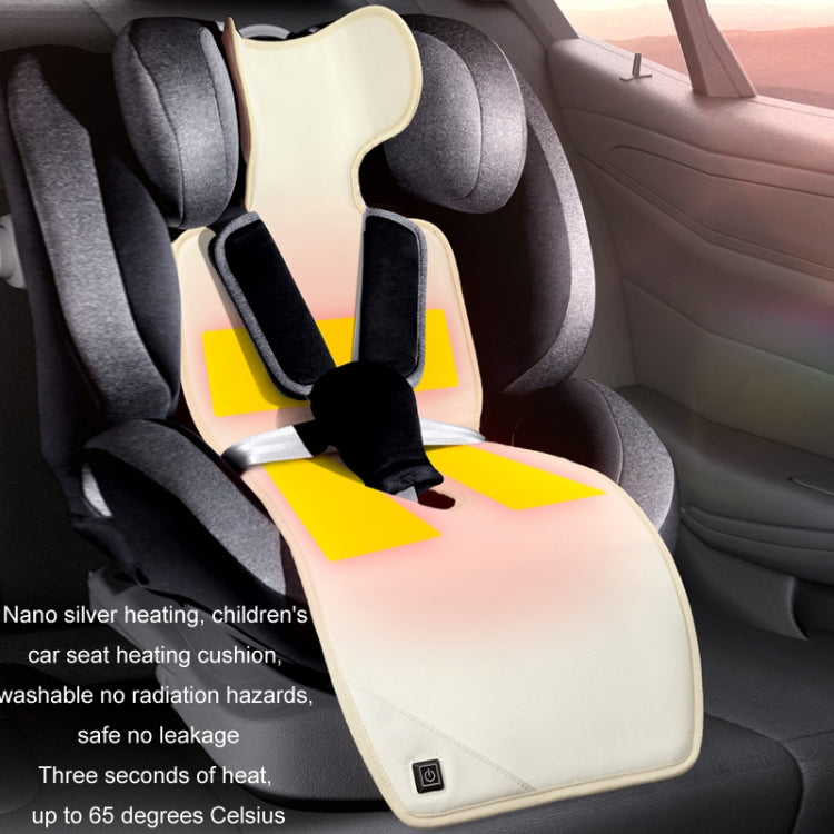 Car USB Heated Seat Cushion in plush material, designed for children, featuring USB connection and anti-slip back for safety.