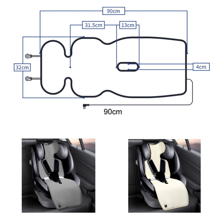 Car USB Heated Seat Cushion in plush material, designed for children, featuring USB connection and anti-slip back for safety.