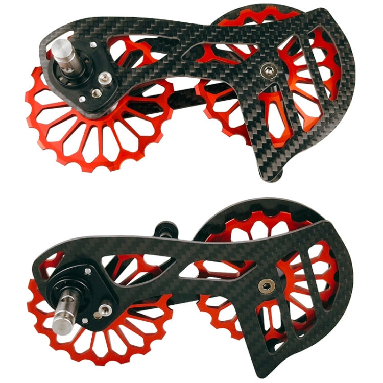 Carbon Fiber Guide Wheel for Road Bike featuring aluminum alloy interface and ceramic bearings, designed for smooth shifting and durability.