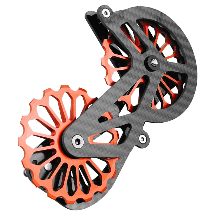 Carbon Fiber Guide Wheel for Road Bike featuring aluminum alloy interface and ceramic bearings, designed for smooth shifting and durability.