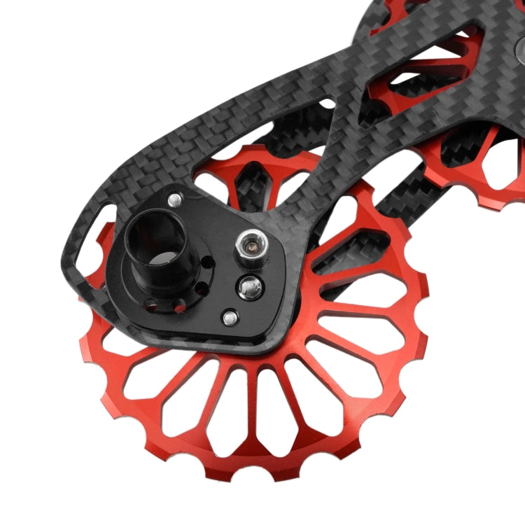 Carbon Fiber Guide Wheel for Road Bike featuring aluminum alloy interface and ceramic bearings, designed for smooth shifting and durability.