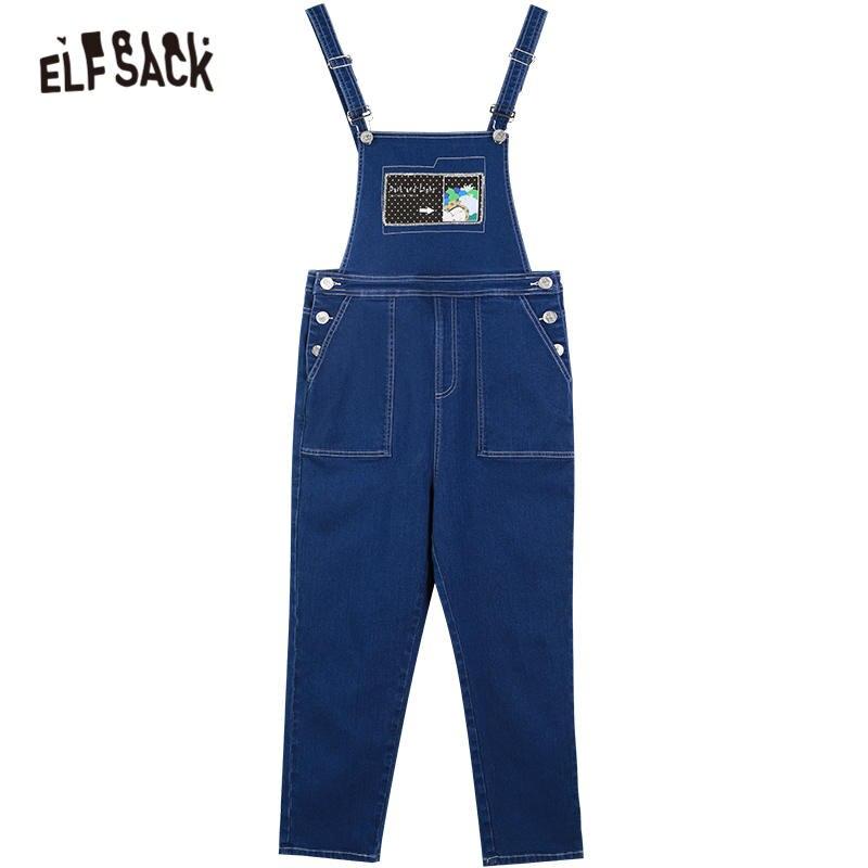 Cartoon Applique Casual Women Overall Denim Jeans featuring high waist and straight fit, perfect for winter wear.