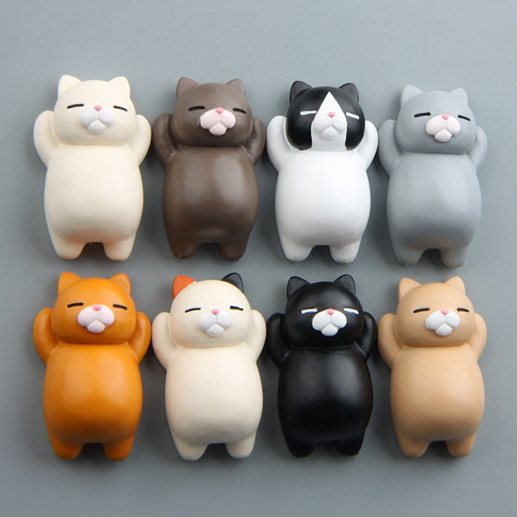 Colorful Cartoon Cat Fridge Magnet made of synthetic resin, featuring a three-dimensional design, perfect for decoration.