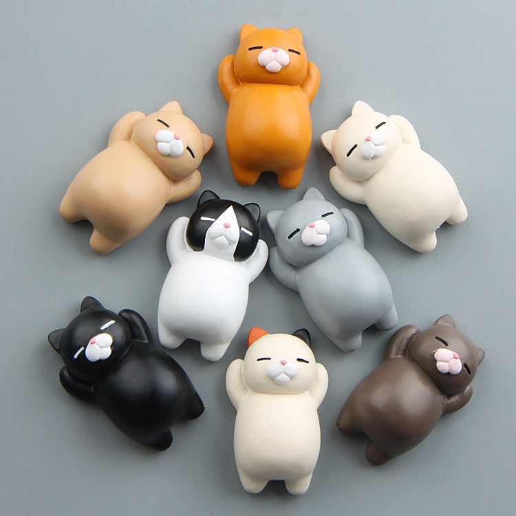 Colorful Cartoon Cat Fridge Magnet made of synthetic resin, featuring a three-dimensional design, perfect for decoration.