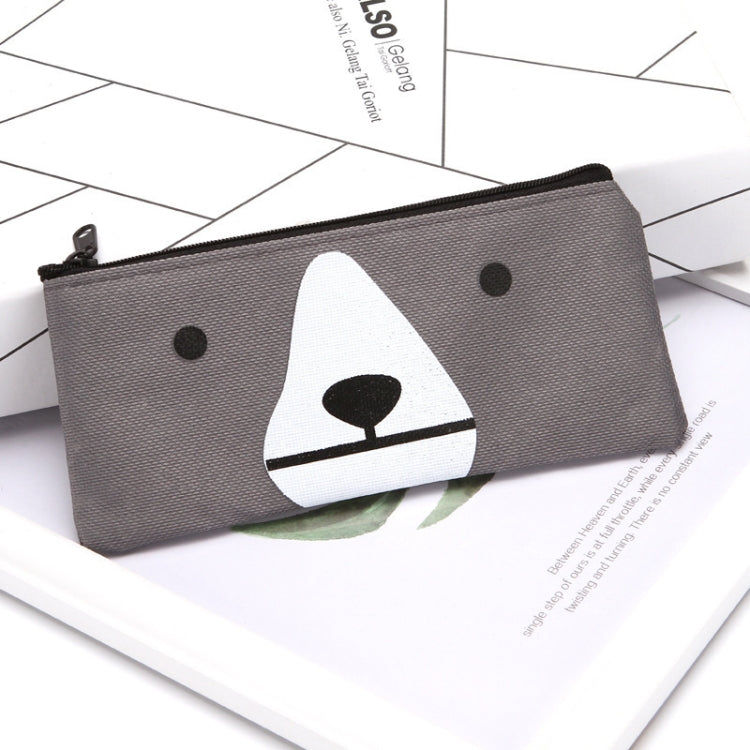 Cartoon Simple Student Oxford Pen Bag in grey, featuring a playful design and durable waterproof fabric, ideal for organizing stationery.