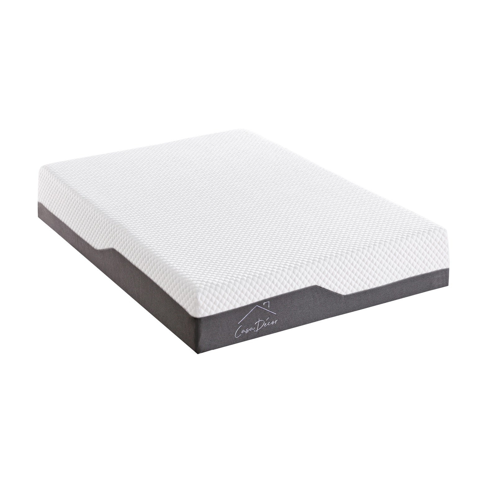 Casa Decor Memory Foam Luxe Hybrid Mattress with cool gel technology, showcasing its 25cm depth and breathable knitted air-mesh cover.