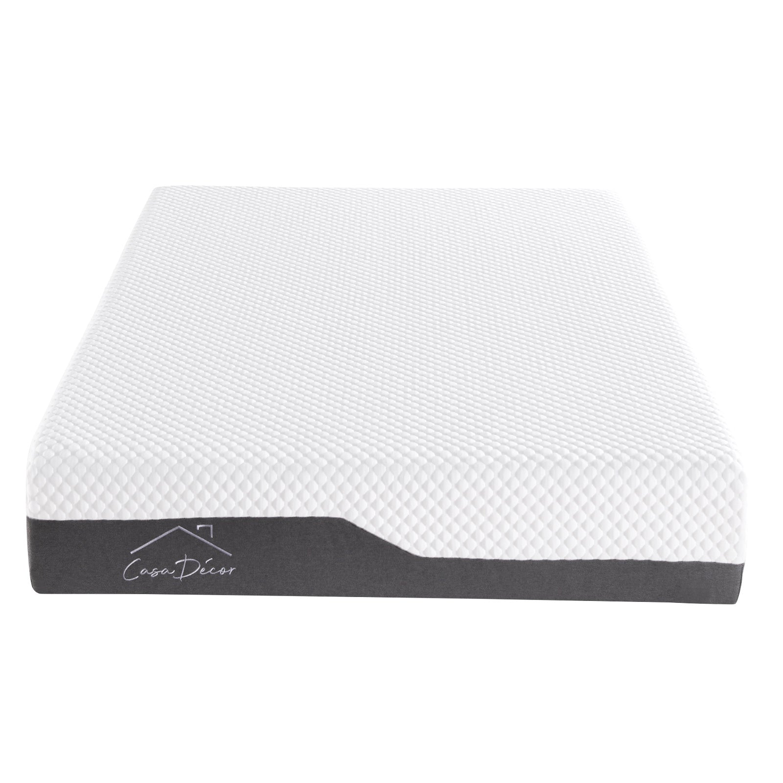 Casa Decor Memory Foam Luxe Hybrid Mattress with cool gel technology, showcasing its 25cm depth and breathable knitted air-mesh cover.