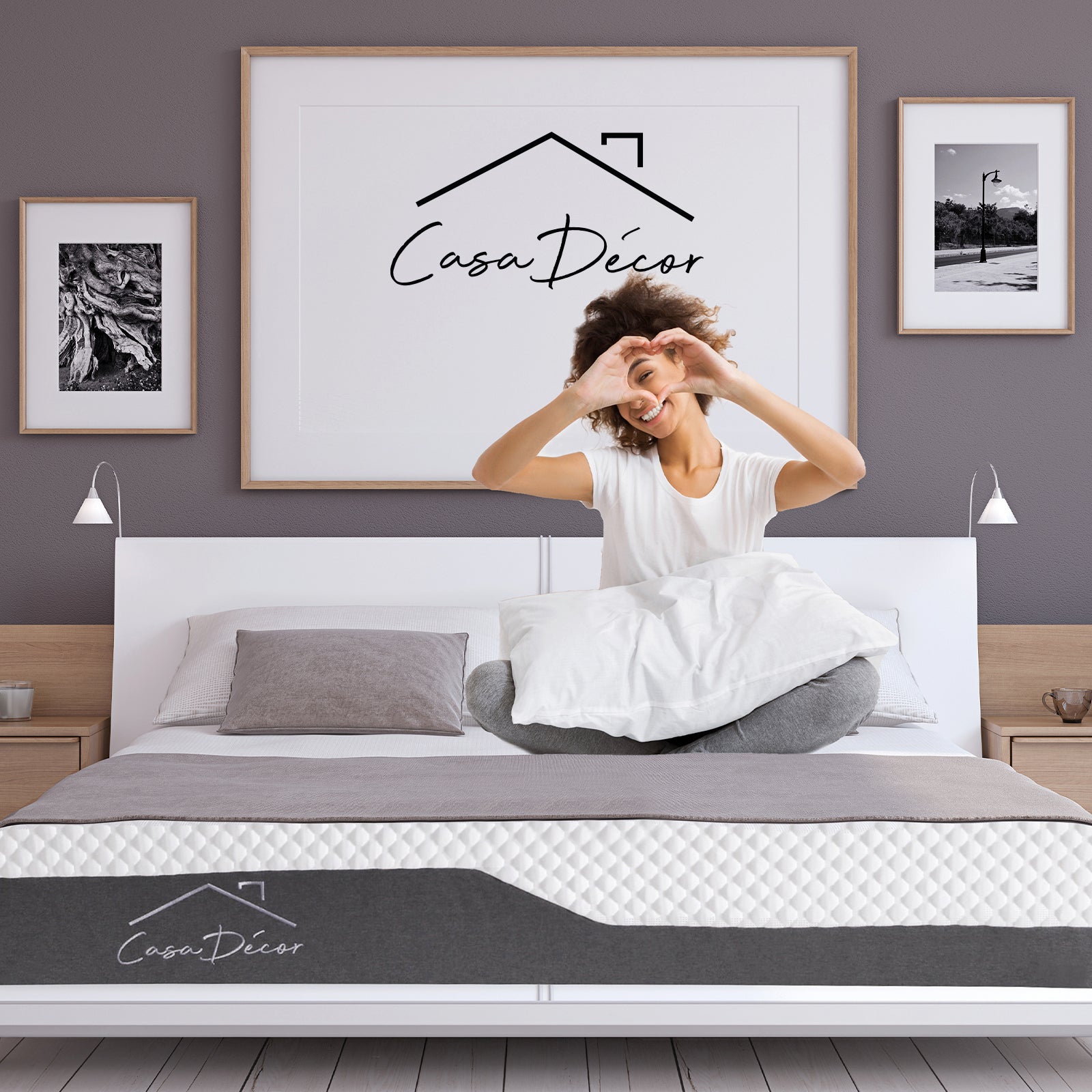 Casa Decor Memory Foam Luxe Hybrid Mattress with cool gel technology, showcasing its 25cm depth and breathable knitted air-mesh cover.